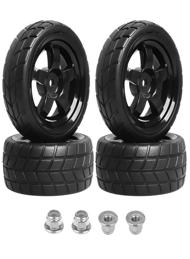 FriHobby 1/10 RC Touring Wheel Rims & Rubber Tires 12mm Hex Fit Traxxas 4tec 2.0 3.0 Tamiya Redcat Racing HPI HSP Exceed 1:10 Scale RC On-Road Racing Car, with Foam Inserts, Non-glued - Image 1